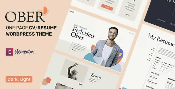 Ober CV Resume WordPress Theme gpl